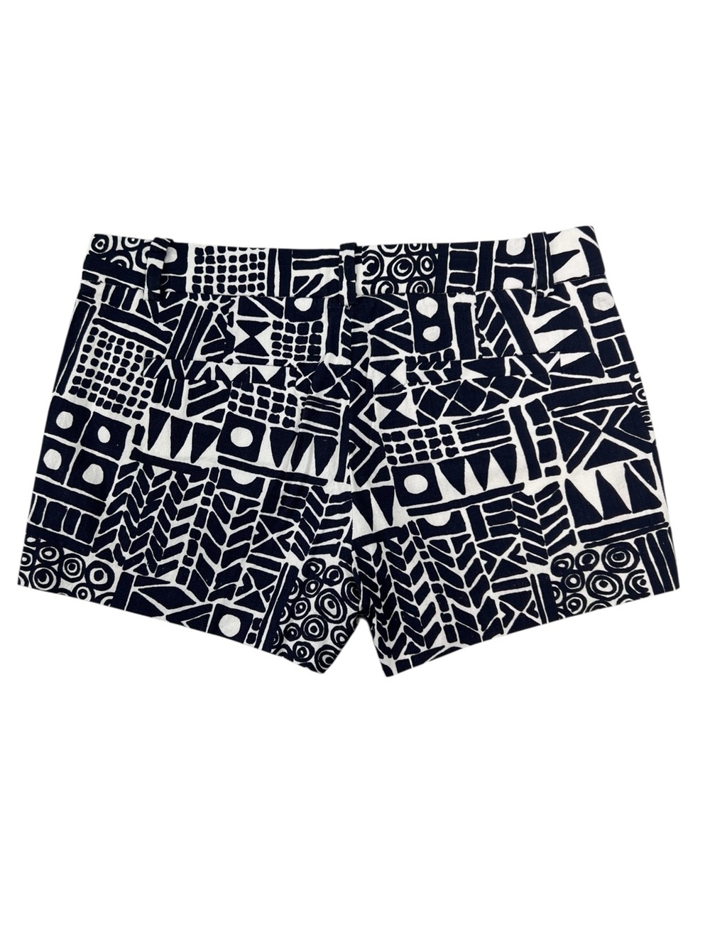 J. Crew Chino Shorts Size 4 Navy White Aztec Tribal Geometric Stretch Cotton - Picture 4 of 9